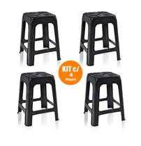 Kit 4 Bancos Plástico Banqueta Resistente Banquinho