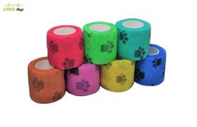 Kit 4 Bandagem/Atadura Elástica Com Patinhas Cores Sortidas