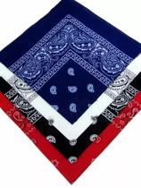 Kit 4 Bandanas Preto Vermelha Branco Azul Escuro. Ref:239