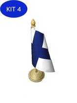 Kit 4 Bandeira De Mesa Da Finlândia
