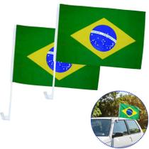 KIT 4 Bandeira Do Brasil Carro 40x29 Poliéster Com Haste Janela