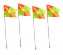 Kit 4 Bandeiras de Escanteio Flexível Bandeirinha Quadriculada Escanteio Futebol - Hyper