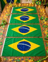 Kit 4 Bandeiras do Brasil 1,50x0,90m Dupla Face com Ilhós Poliéster Kit 4 Bandeiras do Brasil 1,50x0,90m Dupla Face com Ilhós Poliéster