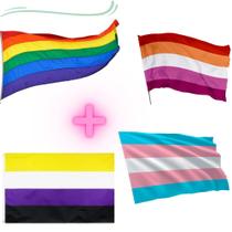 Kit 4 bandeiras - gay / lésbica / trans / não binário