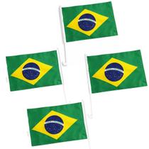 Kit 4 Bandeiras Haste Plástico 45X32cm Vidro Carro Copa Brasil