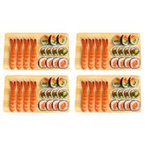 Kit 4 Bandeja Bambu 24Cm Prato Sushi Restaurante Multiuso