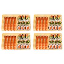 Kit 4 Bandeja Bambu 24cm Prato Sushi Restaurante Multiuso