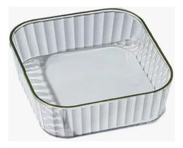 Kit 4 Bandeja De Plástico Quadrada Transparente Multiuso Kit 4 Bandeja De Plástico Quadrada Transparente Multiuso