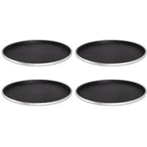 Kit 4 Bandeja Redonda Antiderrapante de Plástico Borda Aço Inox Bar Restaurante Garçom 40cm UnyHome Kit 4 Bandeja Redonda Antiderrapante de Plástico Borda Aço Inox Bar Restaurante Garçom 40cm UnyHome
