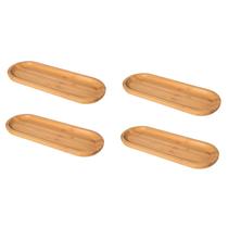 Kit 4 Bandejas Bambu Banheiro Lavabo Petisqueira Decoração Kit 4 Bandejas Bambu Banheiro Lavabo Petisqueira Decoração