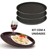 Kit 4 Bandejas de Garçom Antiderrapante Emborrachada Redonda Bebida Restaurante Bar Servir Kit 4 Bandejas de Garçom Antiderrapante Emborrachada Redonda Bebida Restaurante Bar Servir