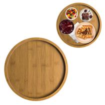 Kit 4 Bandejas Prato em Madeira Redonda 29cm Tábua Cozinha