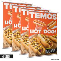 Kit 4 Banner Temos Hot Dog Com Campo Editável Alta Qualidade