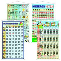 Kit 4 Banners Sílabas Simples Complexo Alfabeto E Numerais