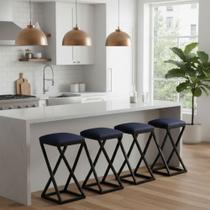 Kit 4 Banqueta Alta 80 cm Bistrô Banco Bancada Cozinha Bar Balcão material sintético