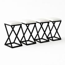 Kit 4 Banqueta Alta 80 Cm Cozinha Bar Balcão Bistrô material sintético Branco Kit 4 Banqueta Alta 80 Cm Cozinha Bar Balcão Bistrô material sintético Branco