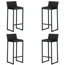 Kit 4 Banqueta Alta Dani Reforçada Decorativa Balcão Bancada Cozinha Bar Base Preta material sintético