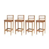 Kit 4 Banqueta Alta de Madeira com Assento em material sintético e Encosto em Palhinha Bruna Kit 4 Banqueta Alta de Madeira com Assento em material sintético e Encosto em Palhinha Bruna