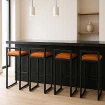 Kit 4 Banqueta Alta Ferro Cozinha material sintético Bancada Gourmet Kit 4 Banqueta Alta Ferro Cozinha material sintético Bancada Gourmet