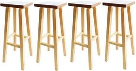 Kit 4 Banqueta Alta Hardman Madeira Natural Assento quadrado Mdf Branco