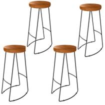 Kit 4 Banqueta Alta Industrial Madeira Bancada Cozinha Aurora Kit 4 Banqueta Alta Industrial Madeira Bancada Cozinha Aurora
