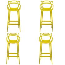 Kit 4 Banqueta Aviv Allegra Solna Fratini 109 cm (altura) Polipropileno Cor Amarelo