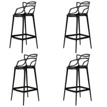 Kit 4 Banqueta Aviv Allegra Solna Fratini 109 cm (altura) Polipropileno Cor Preto