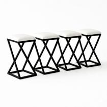 Kit 4 Banqueta Baixa Bancada 50 cm Bar Cozinha Balcão material sintético Kit 4 Banqueta Baixa Bancada 50 cm Bar Cozinha Balcão material sintético