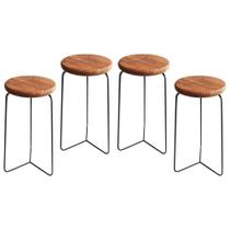 Kit 4 Banqueta Banco Aço Média Cozinha Bar Balcão 60cm Altur