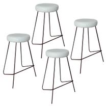 Kit 4 Banqueta Banco Aço Média Cozinha Bar Balcão 63cm Bege