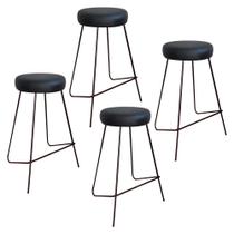 Kit 4 Banqueta Banco Aço Média Cozinha Bar Balcão 63cm Preta