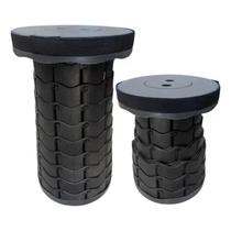 Kit 4 Banqueta Banco Preto Retrátil Ajustável Portátil Com Alça Pesca Camping