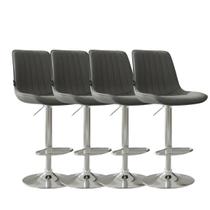 Kit 4 Banqueta Bar Concha Ajustável em material ecológico Design Moderno Base Cromada Cinza Kit 4 Banqueta Bar Concha Ajustável em material ecológico Design Moderno Base Cromada Cinza