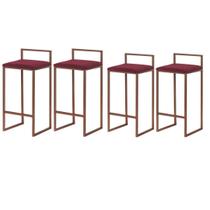Kit 4 Banqueta Lavinia bronze Veludo Bordo- Straso Móveis Kit 4 Banqueta Lavinia bronze Veludo Bordo- Straso Móveis