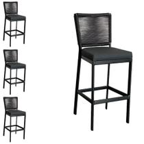 Kit 4 Banqueta Para Balcão De Alumínio E Corda Sintética