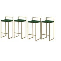Kit 4 Banqueta Pietra Dourada Veludo Verde - Straso Móveis