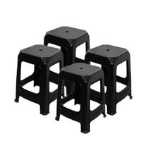 Kit 4 Banqueta Porto de Plástico Preto com Detalhes no Assento