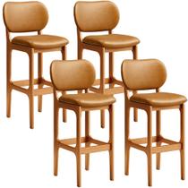 Kit 4 Banquetas Alta Bar Cozinha Sala Jantar Fixa Betta L02 Imbuia material sintético Whisky - Lyam Decor