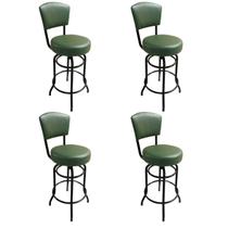 Kit 4 Banquetas Alta Bar Giratória com Encosto cor Preta Assento grosso Confortável cor Verde Kit 4 Banquetas Alta Bar Giratória com Encosto cor Preta Assento grosso Confortável cor Verde