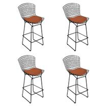 Kit 4 Banquetas Alta Bistrô Bertoia Preta D80 com Assento Cobre Kit 4 Banquetas Alta Bistrô Bertoia Preta D80 com Assento Cobre