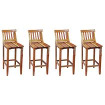 Kit 4 Banquetas Alta com Encosto Conforto Madeira Maciça de Demolição Natural Kit 4 Banquetas Alta com Encosto Conforto Madeira Maciça de Demolição Natural