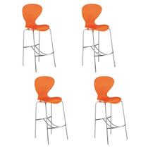 Kit 4 Banquetas Alta com Encosto Flash Laranja