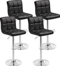 Kit 4 Banquetas Alta Cozinha Bar Balcão Bancada Americana Giratória Gomos PU - PRETA