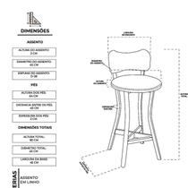 Kit 4 Banquetas Alta Cozinha de Madeira Maciça Estofada com Encosto Bege