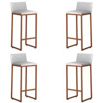 Kit 4 Banquetas Alta Dani Reforçada Decorativa Balcão Bancada Cozinha Bar Área Gourmet Base Bronze material sintético