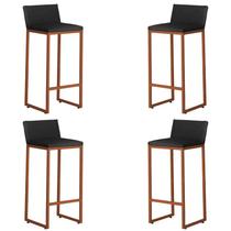 Kit 4 Banquetas Alta Dani Reforçada Decorativa Balcão Bancada Cozinha Bar Área Gourmet Base Bronze material sintético