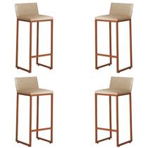 Kit 4 Banquetas Alta Dani Reforçada Decorativa Balcão Bancada Cozinha Bar Área Gourmet Base Bronze material sintético