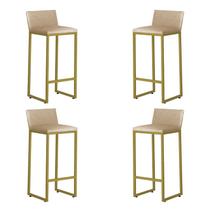 Kit 4 Banquetas Alta Dani Reforçada Decorativa Balcão Bancada Cozinha Bar Área Gourmet Base Dourada material sintético