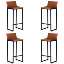 Kit 4 Banquetas Alta Dani Reforçada Decorativa Balcão Bancada Cozinha Bar Área Gourmet Base Preta material sintético