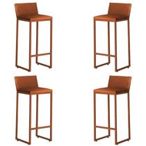 Kit 4 Banquetas Alta Dani Reforçada Decorativa Balcão Bancada Cozinha Bar Base Bronze material sintético